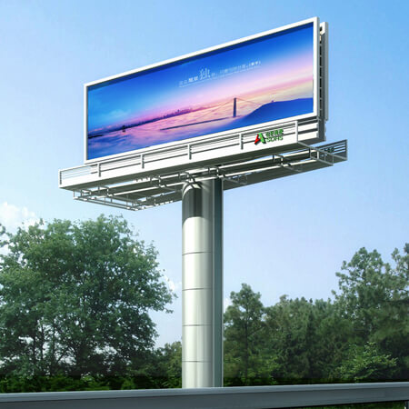 大型戶外單立柱高炮廣告牌-成都高炮立柱廠家-成都藝心--大型三面戶外廣告牌